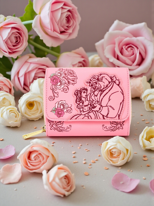 Loungefly Disney Beauty and the Beast Pink Embroidered Wallet