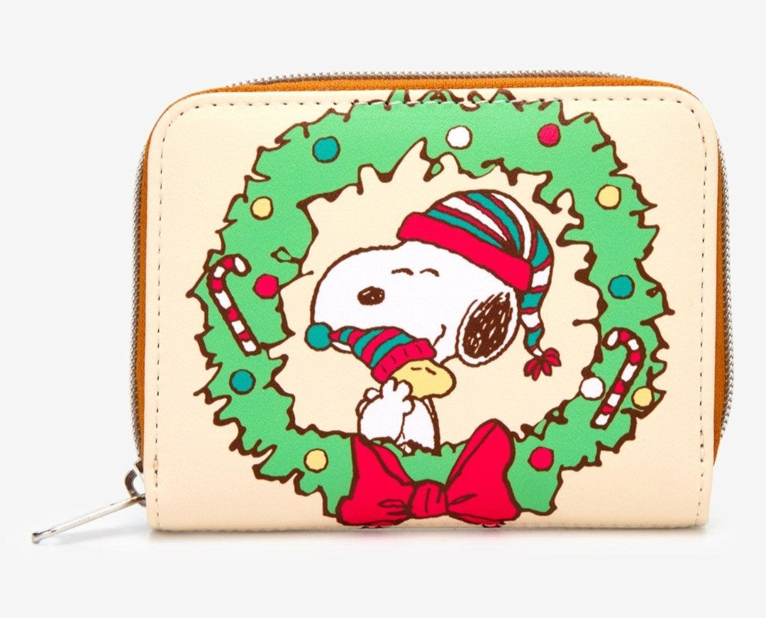 Loungefly Peanuts Snoopy and Woodstock Holiday Wreath Wallet