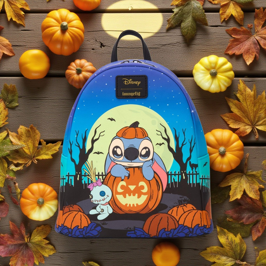 Loungefly Disney Stitch and Scrump Pumpkin Halloween Backpack