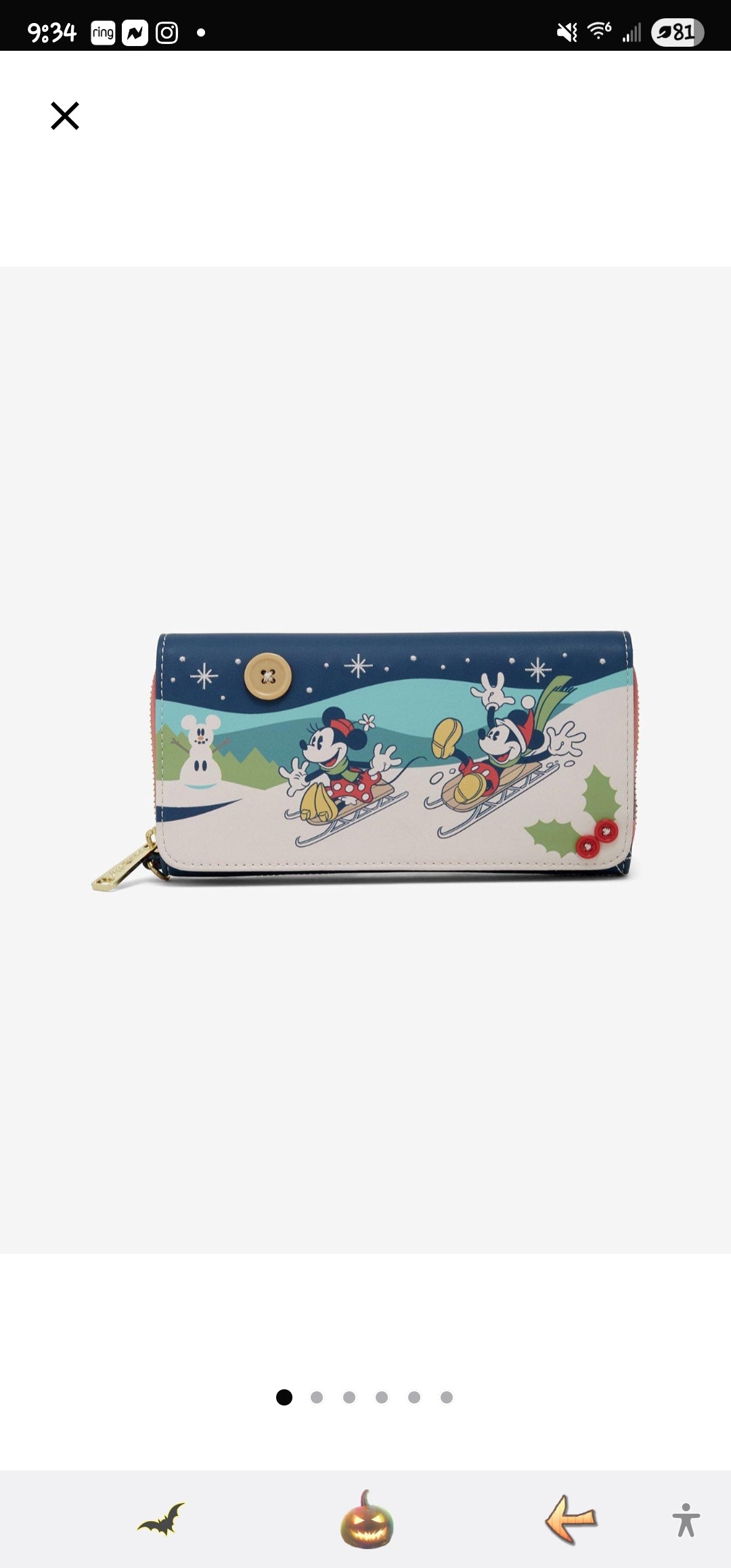 Loungefly Disney Mickey and Minnie Sledding Holiday Wallet