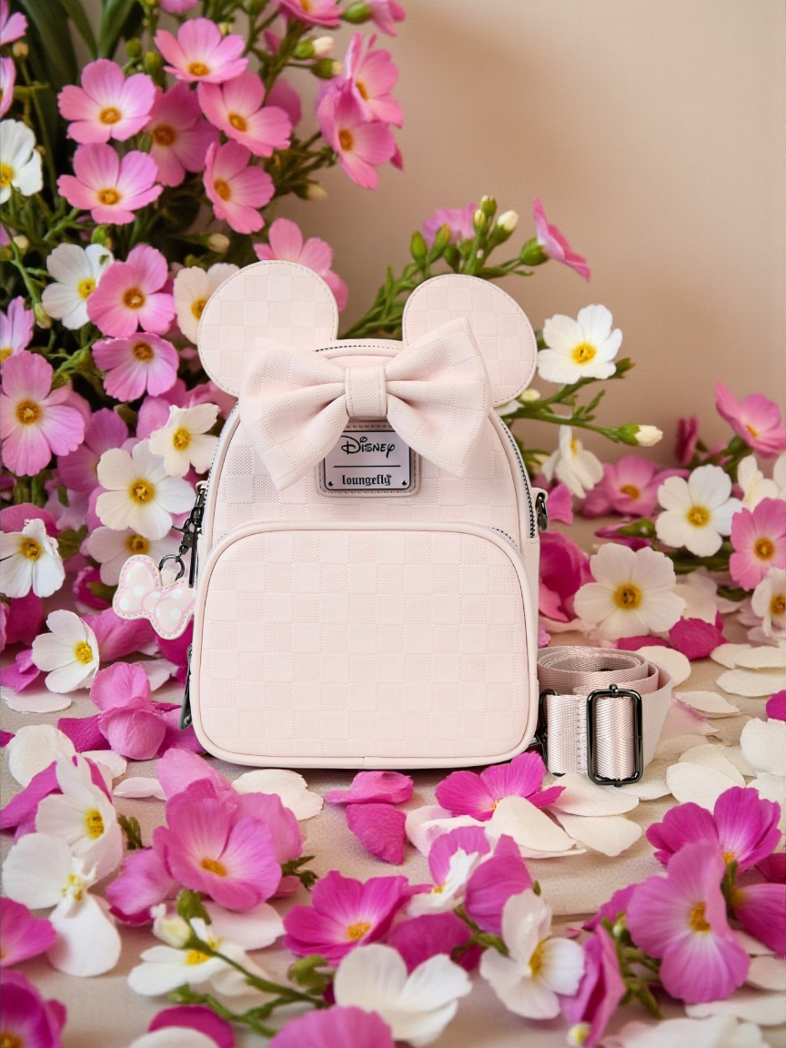 Loungefly Disney Minnie Ear Checkerboard Convertible Crossbody