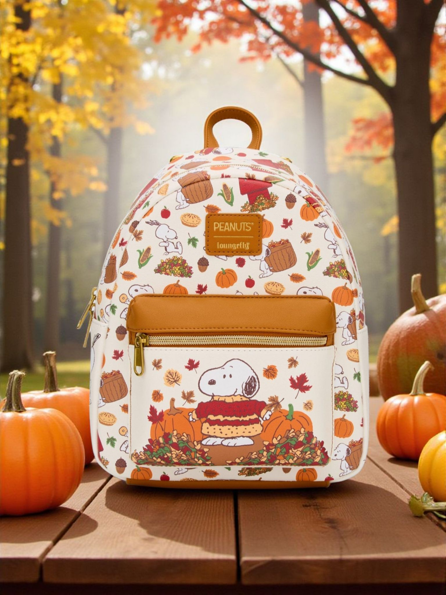 Loungefly Peanuts Snoopy in Fluffy Sweater Thanksgiving Backpack