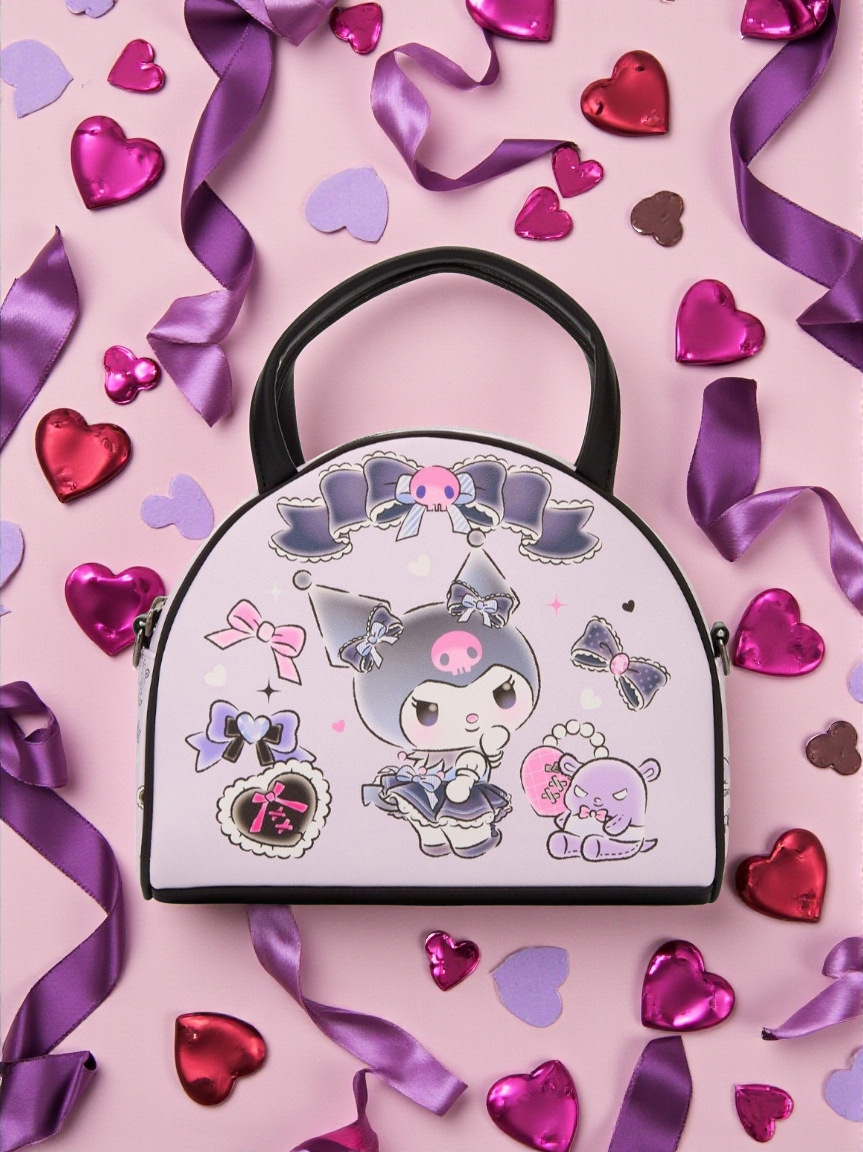 Loungefly Sanrio Hello Kitty Kuromi Hearts and Ribbon Crossbody Bag