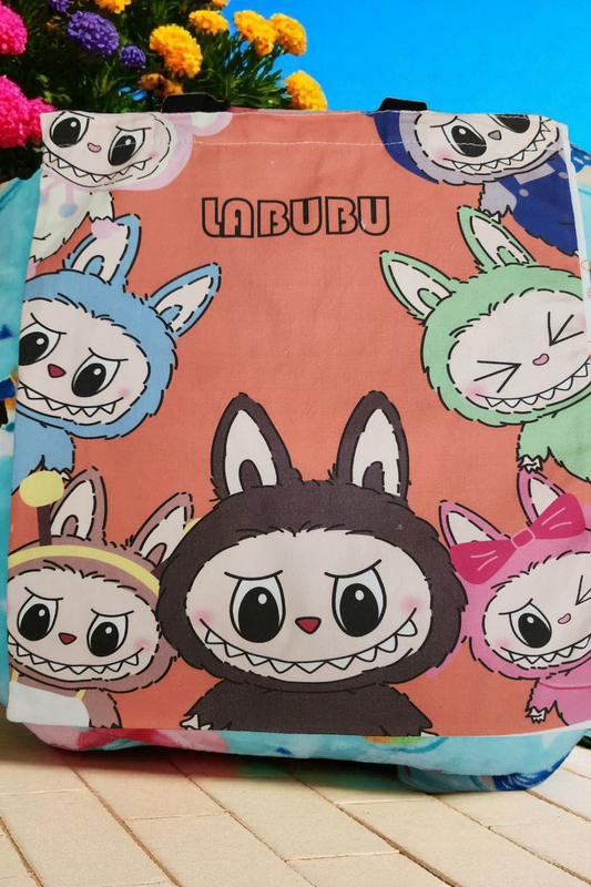 Labubu Group Shot Canvas Tote Bag/Book Bag