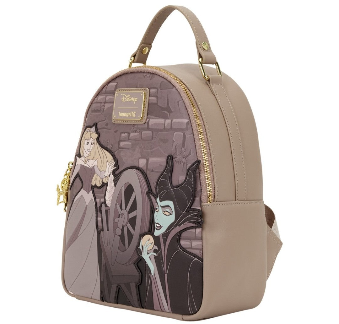 Loungefly Disney Sleeping Beauty Aurora & Maleficent Spinning Wheel Backpack