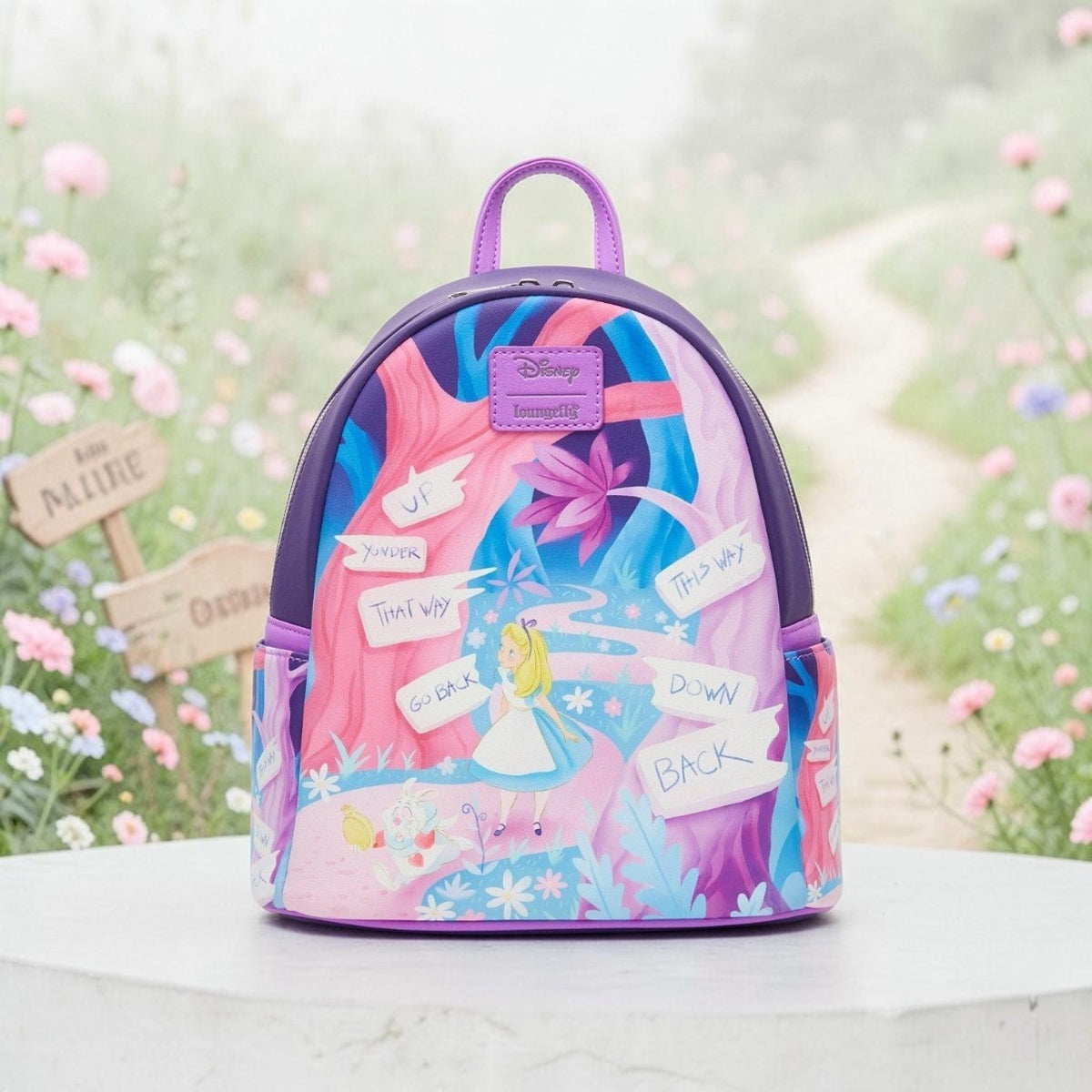 Loungefly Disney Alice in Wonderland Which Way Signs Backpack