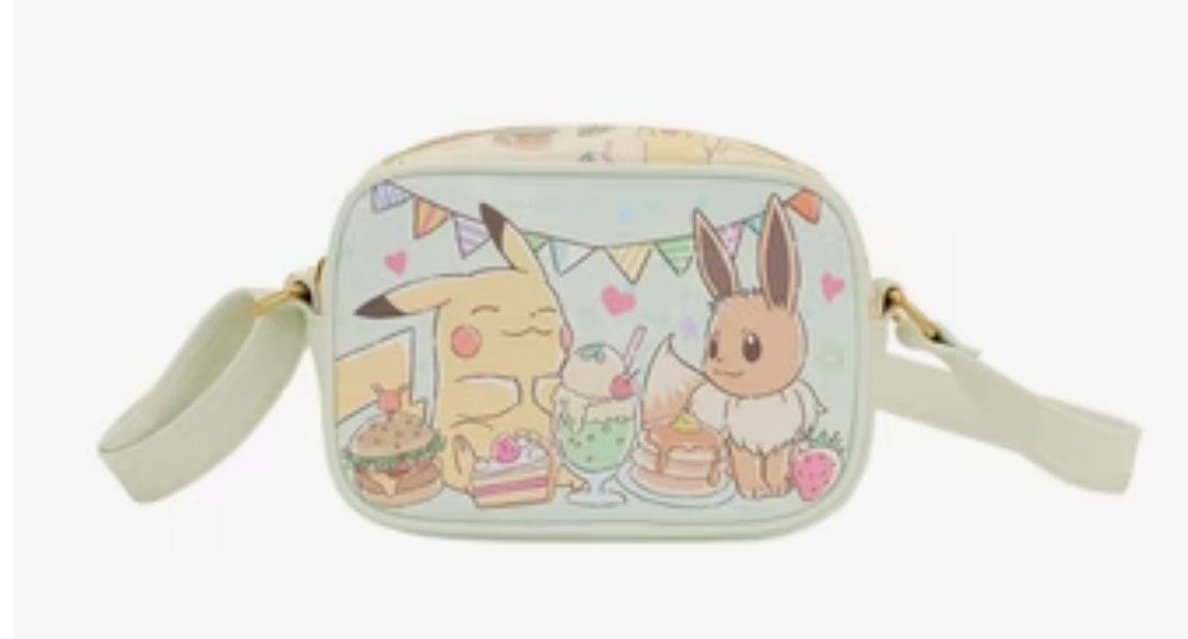 Loungefly Pokemon Cafe Pikachu and Eevee Food Camera Crossbody Bag Exclusive