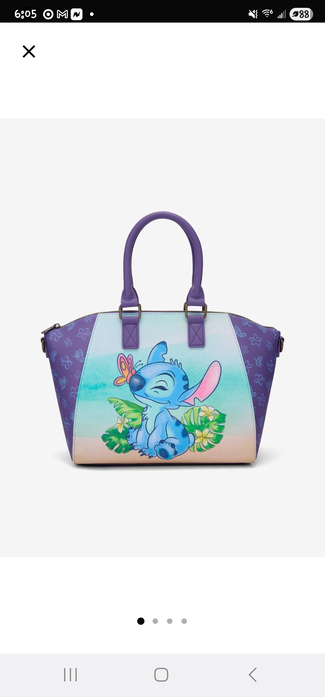 Loungefly Disney Tropical Stitch With Butterfly Handbag