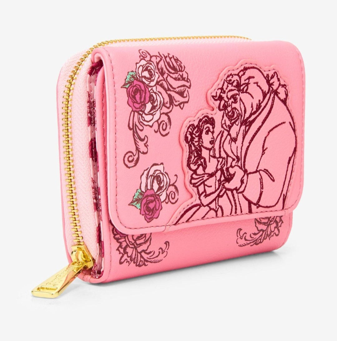 Loungefly Disney Beauty and the Beast Pink Embroidered Wallet