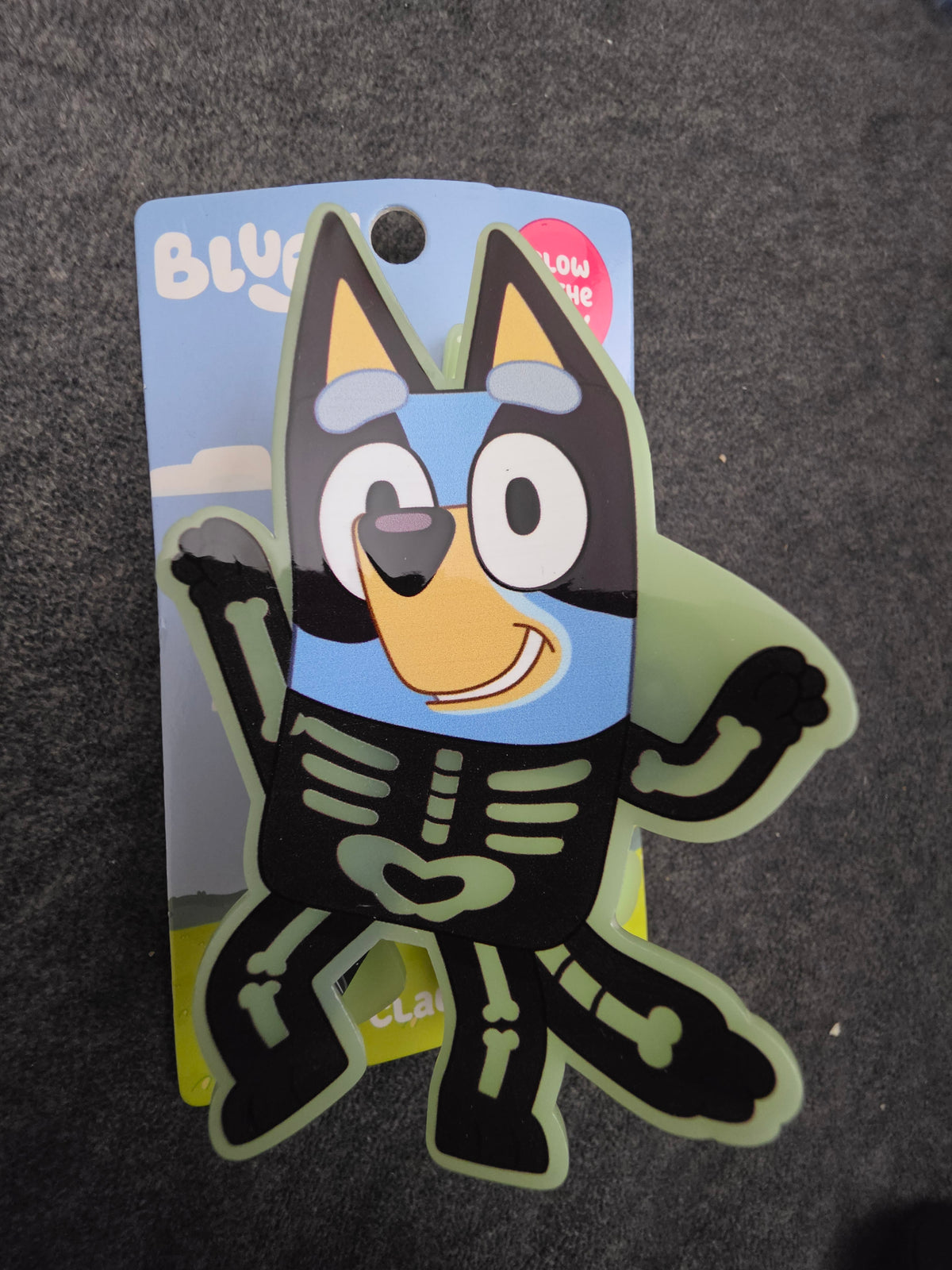 Bluey Glow in the Dark Skeleton Halloween Hair Clip