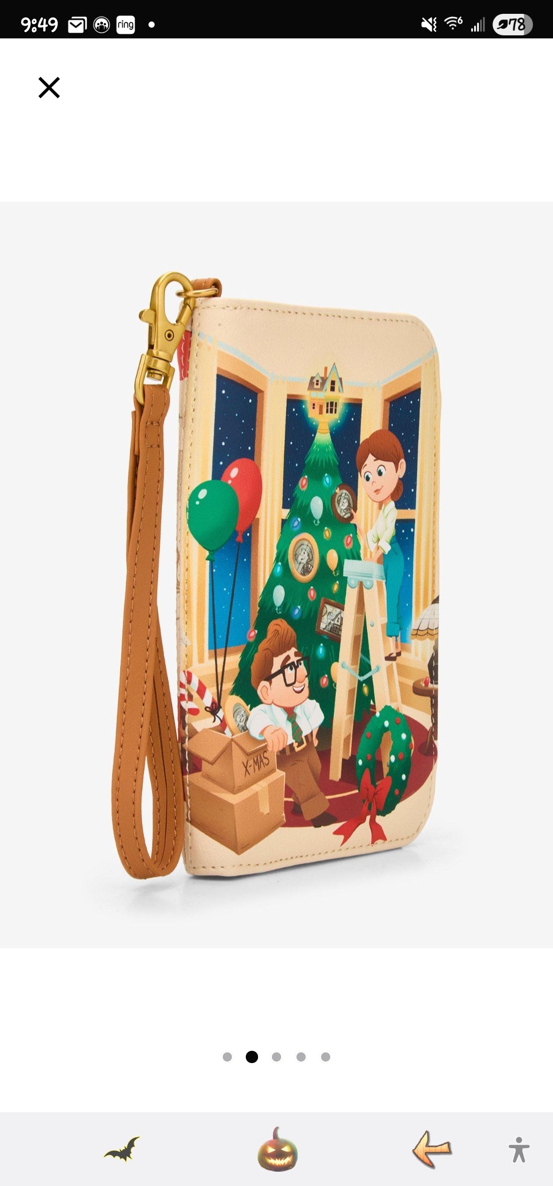 Loungefly Disney Pixar Up Carl and Ellie Tree Decorating Holiday Wallet