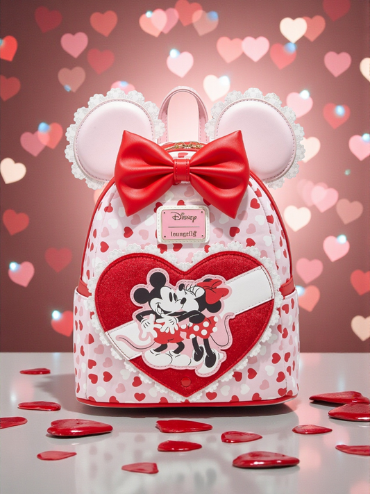 Loungefly Disney Mickey and Minnie Valentine's Heart Box Backpack