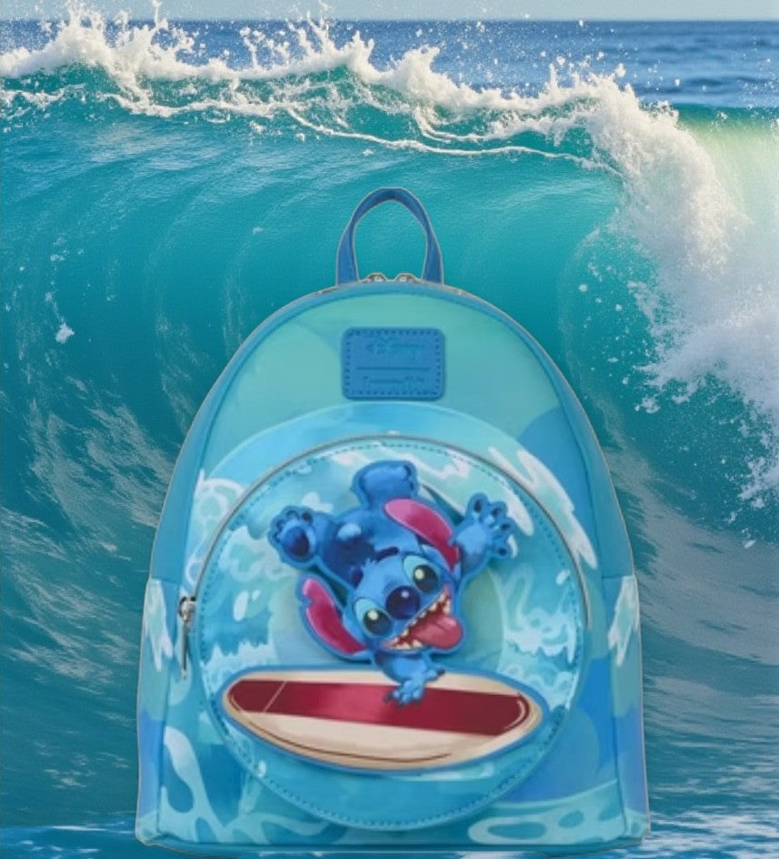 Loungefly Disney Lilo and Stitch Spinning Stitch Surfer Backpack