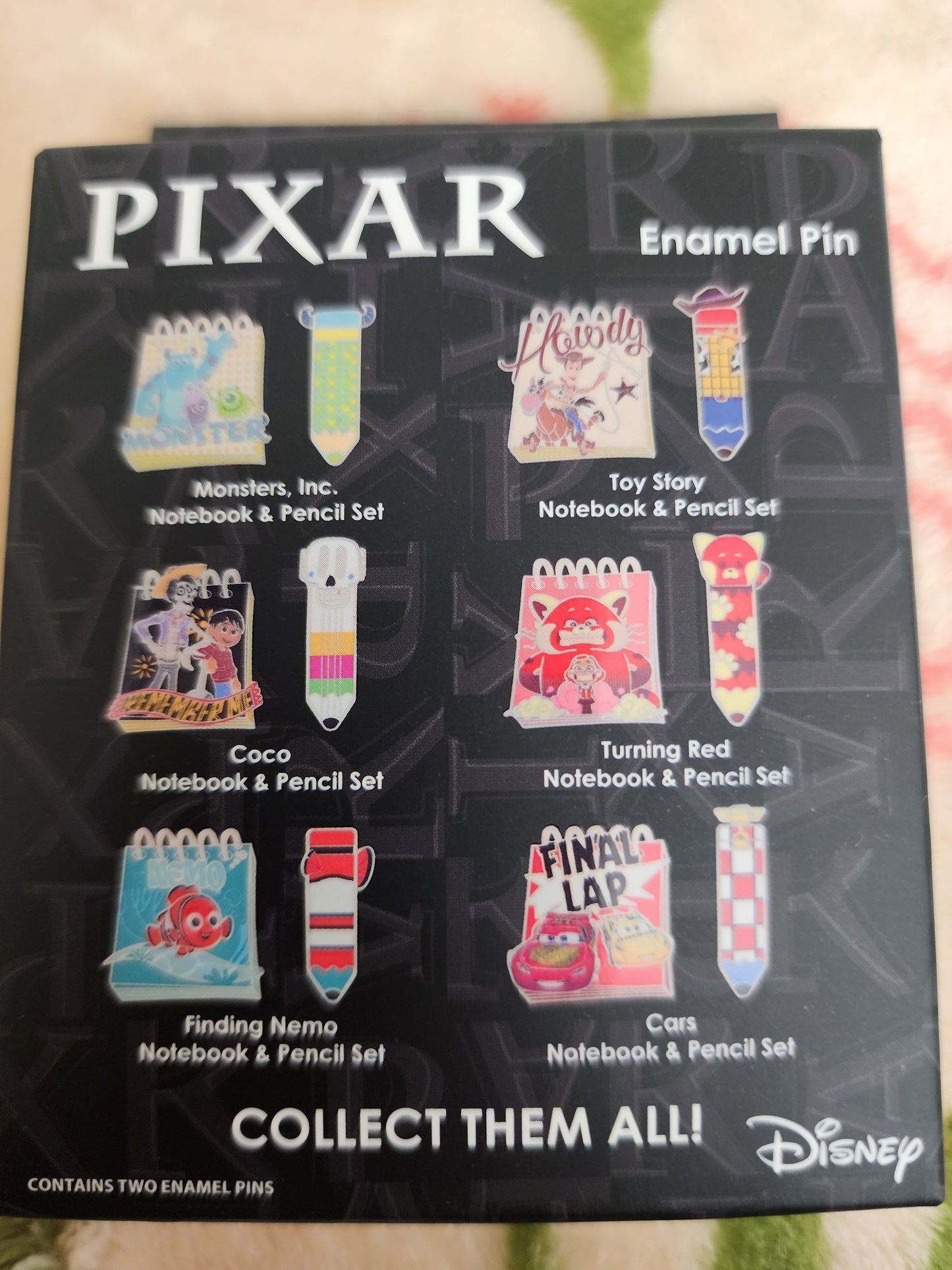 Disney Pixar Movie Notebook and Pencil Mystery Pins