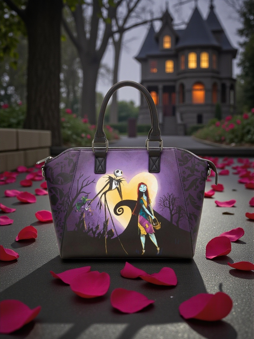 Loungefly Disney Nightmare Before Christmas Jack and Sally Valentine's Handbag