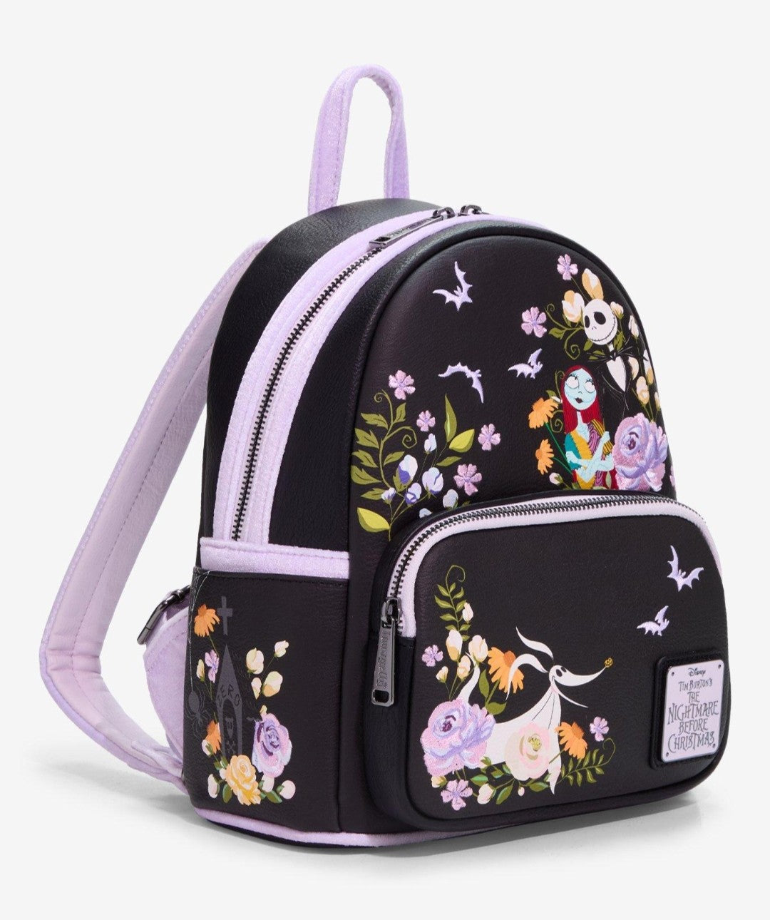 Loungefly Disney Nightmare Before Christmas Jack, Sally and Zero Embroidered Floral Backpack