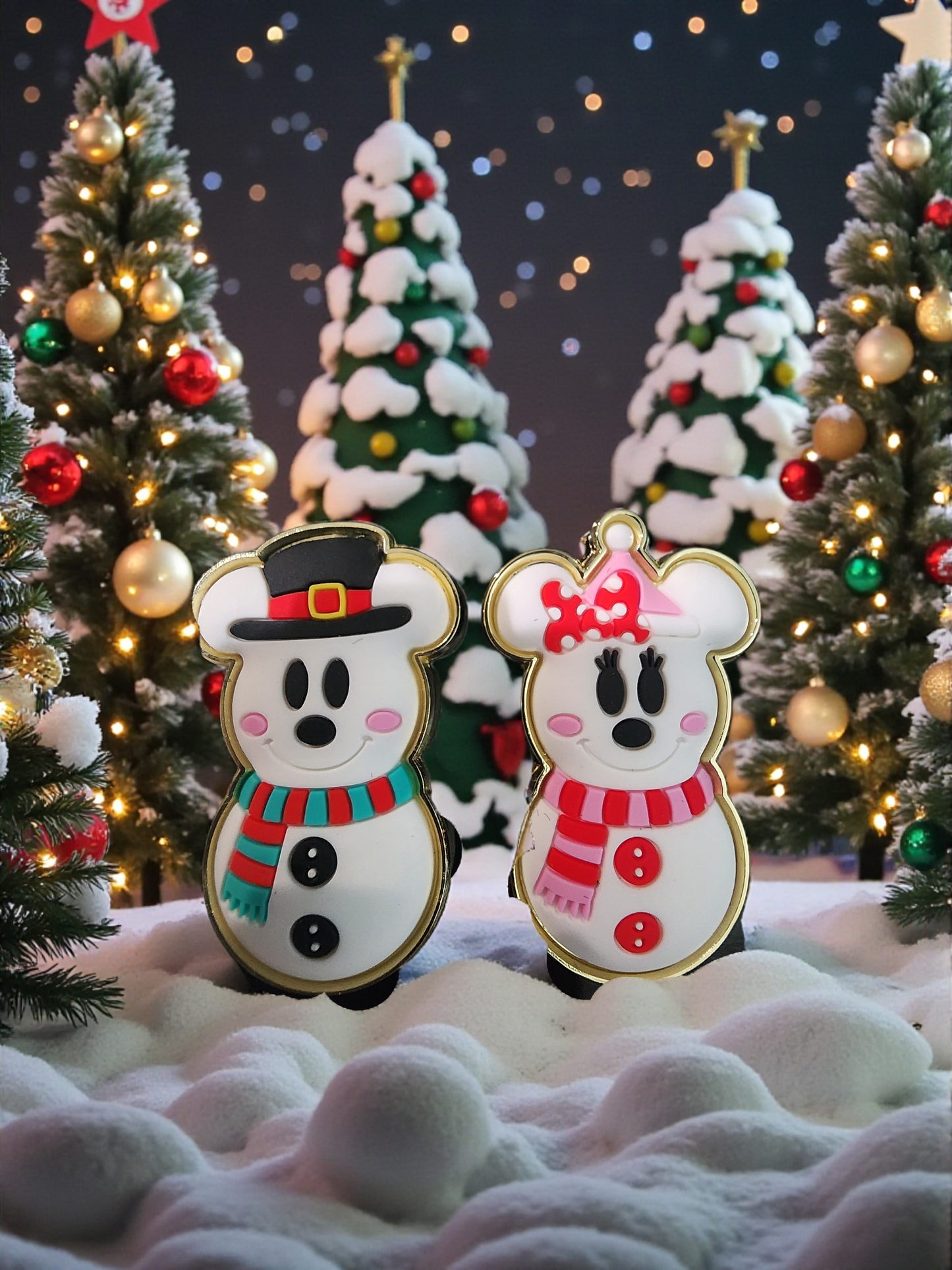 Disney Mickey and Minnie as Snowman Holiday Pin Set