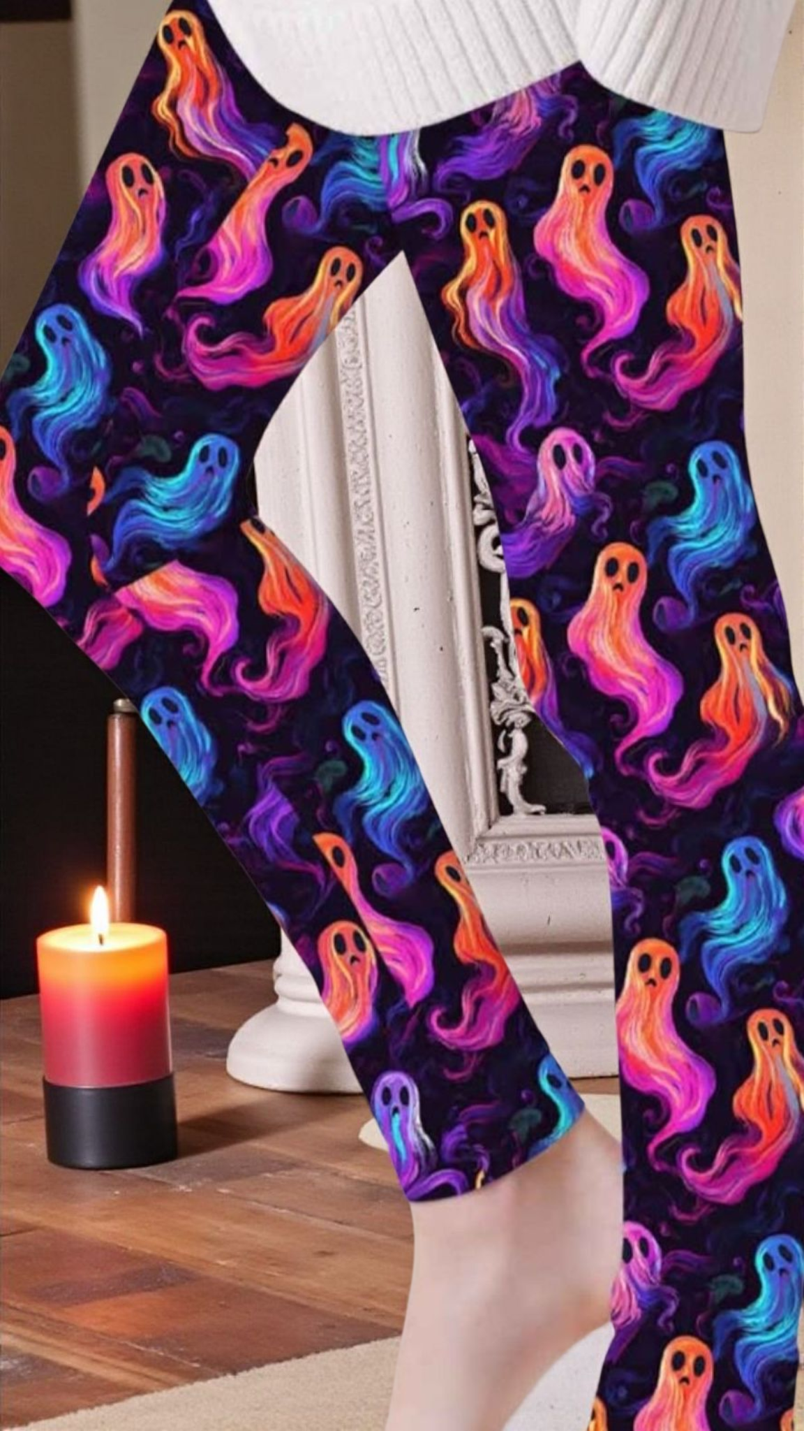 CP Ombre Colorful Halloween Ghosts Leggings