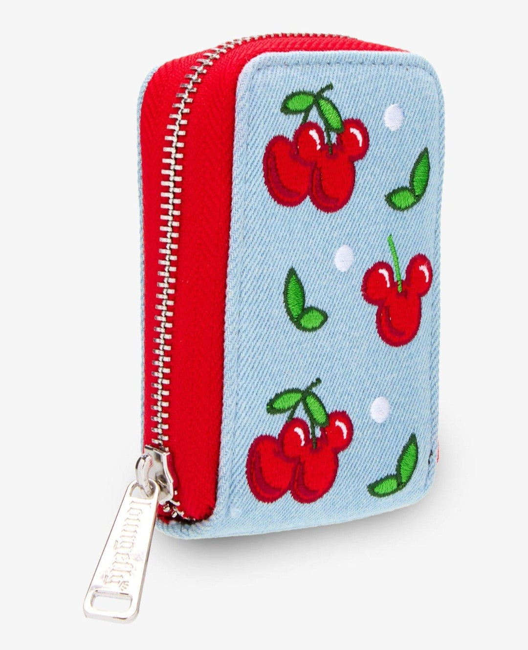 Loungefly Disney Mickey Cherry Denim Accordion Card Holder