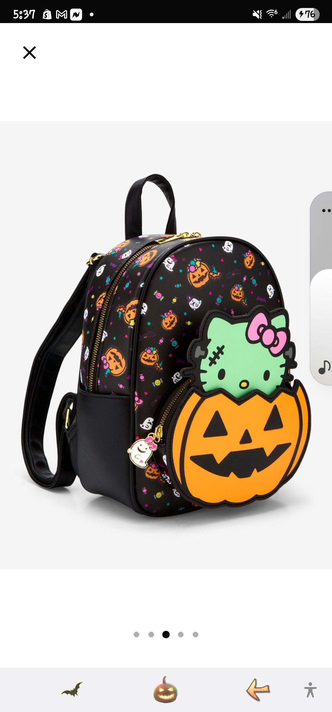 Loungefly Hello Kitty Zombie Pumpkin Backpack