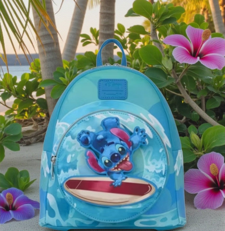 Loungefly Disney Lilo and Stitch Spinning Stitch Surfer Backpack