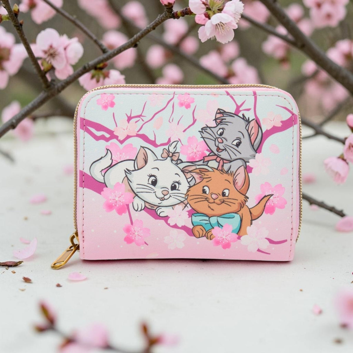 Loungefly Disney Aristocats Marie, Toulouse, and Berlioz Cherry Blossom Wallet
