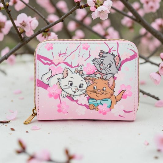 Loungefly Disney Aristocats Marie, Toulouse, and Berlioz Cherry Blossom Wallet