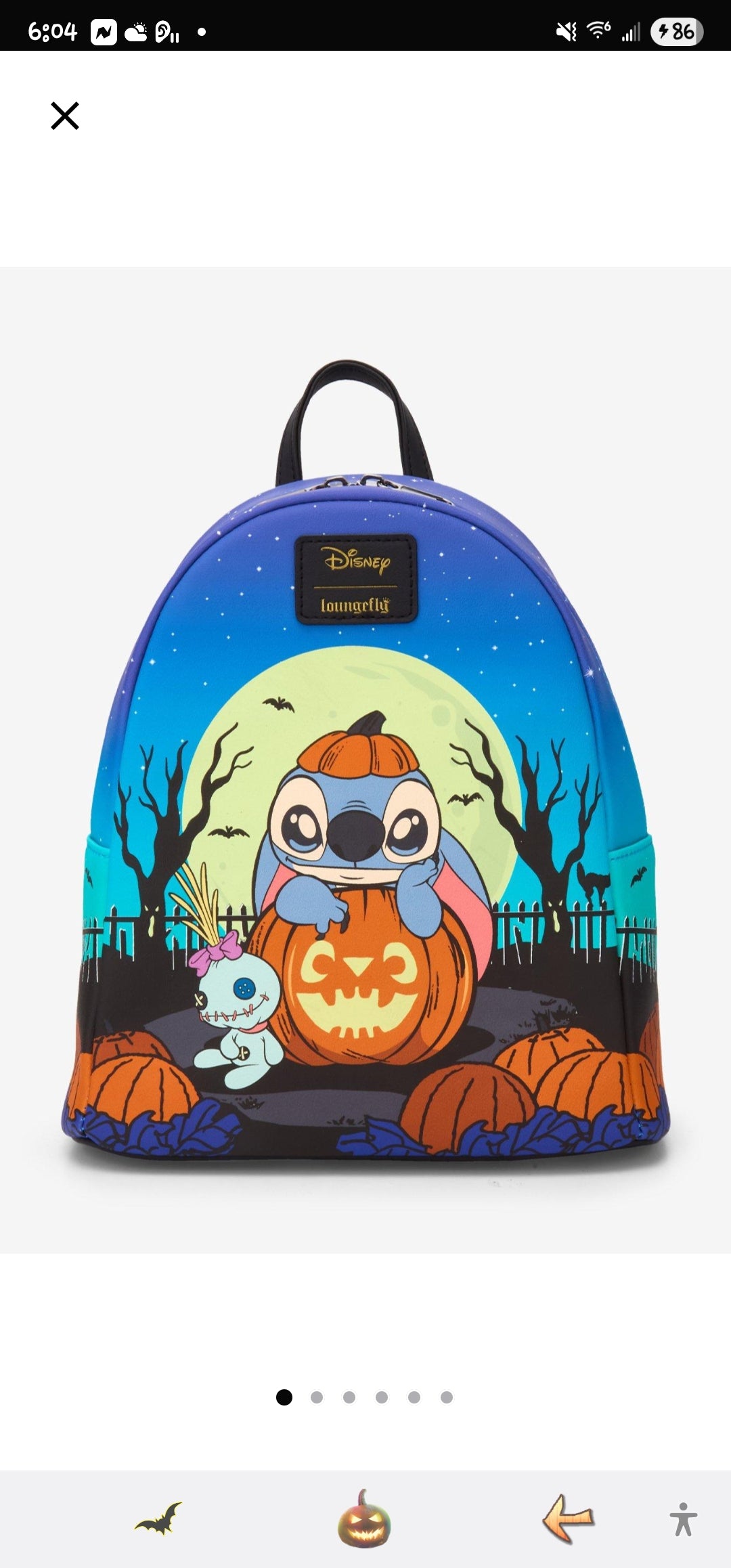 Loungefly Disney Stitch and Scrump Pumpkin Halloween Backpack