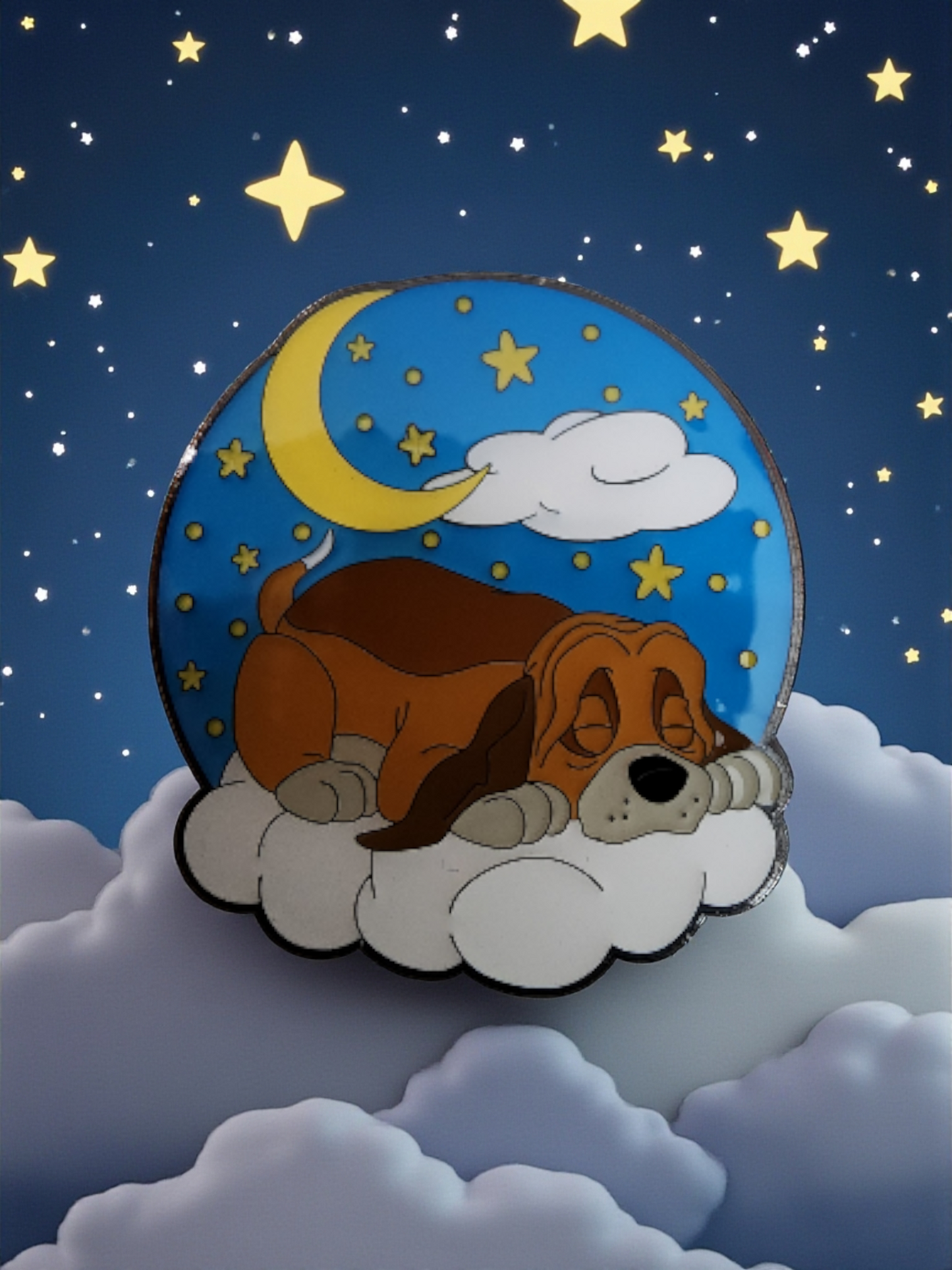 Loungefly Disney Cats and Dogs Sleeping on the Moon and Clouds Mystery Pins