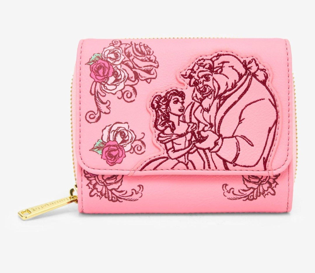 Loungefly Disney Beauty and the Beast Pink Embroidered Wallet