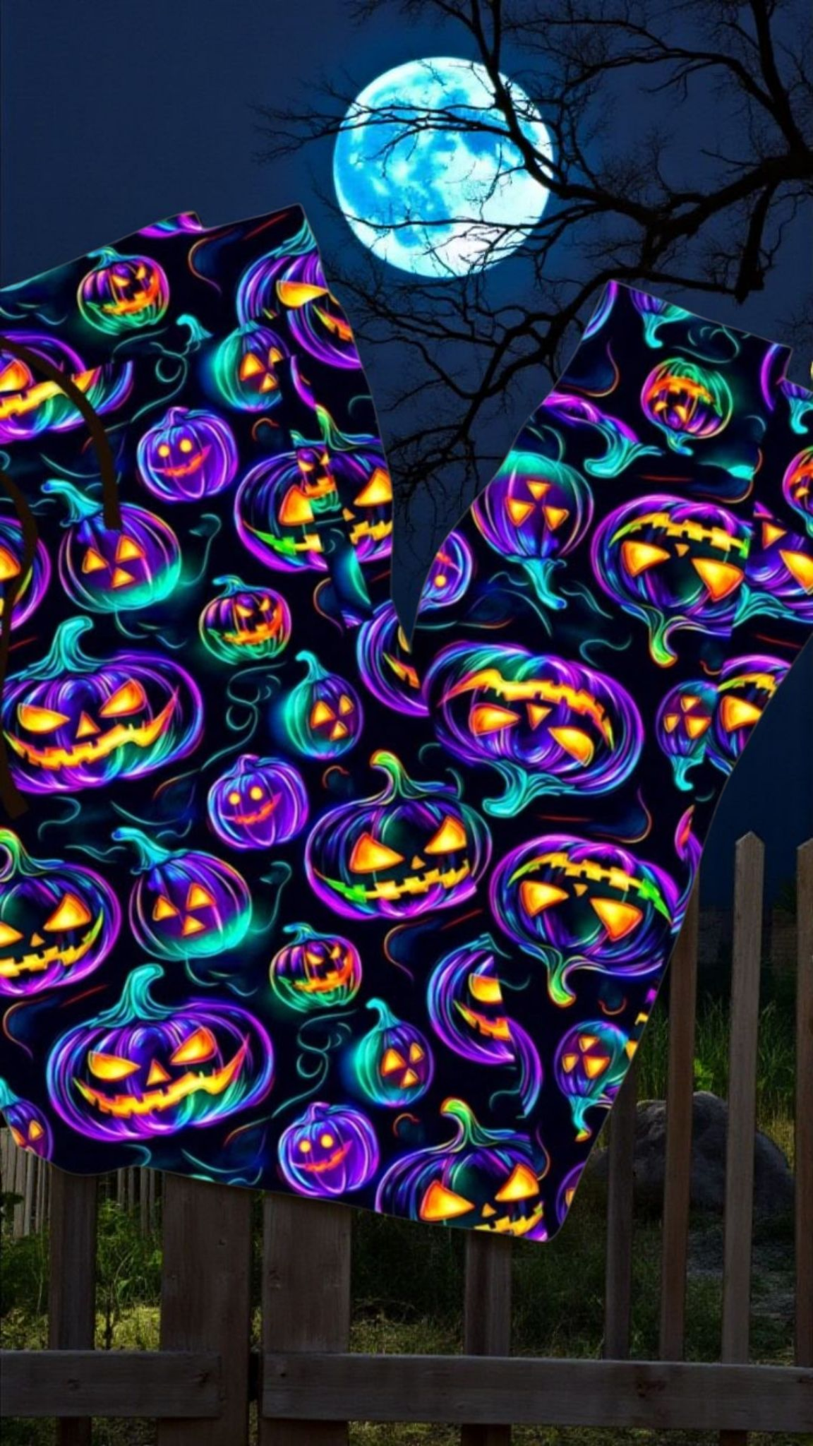 CP Neon Scary Halloween Pumpkin Leggings