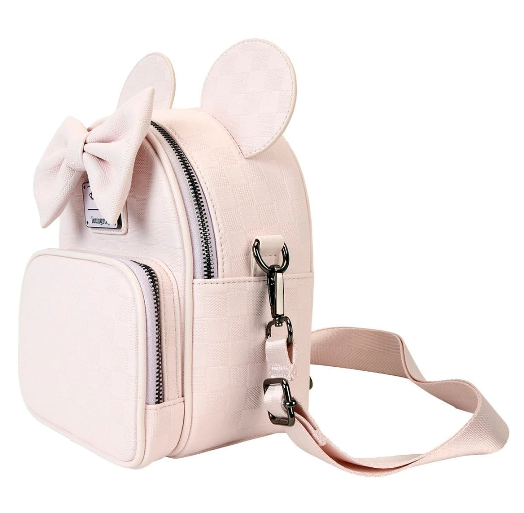 Loungefly Disney Minnie Ear Checkerboard Convertible Crossbody