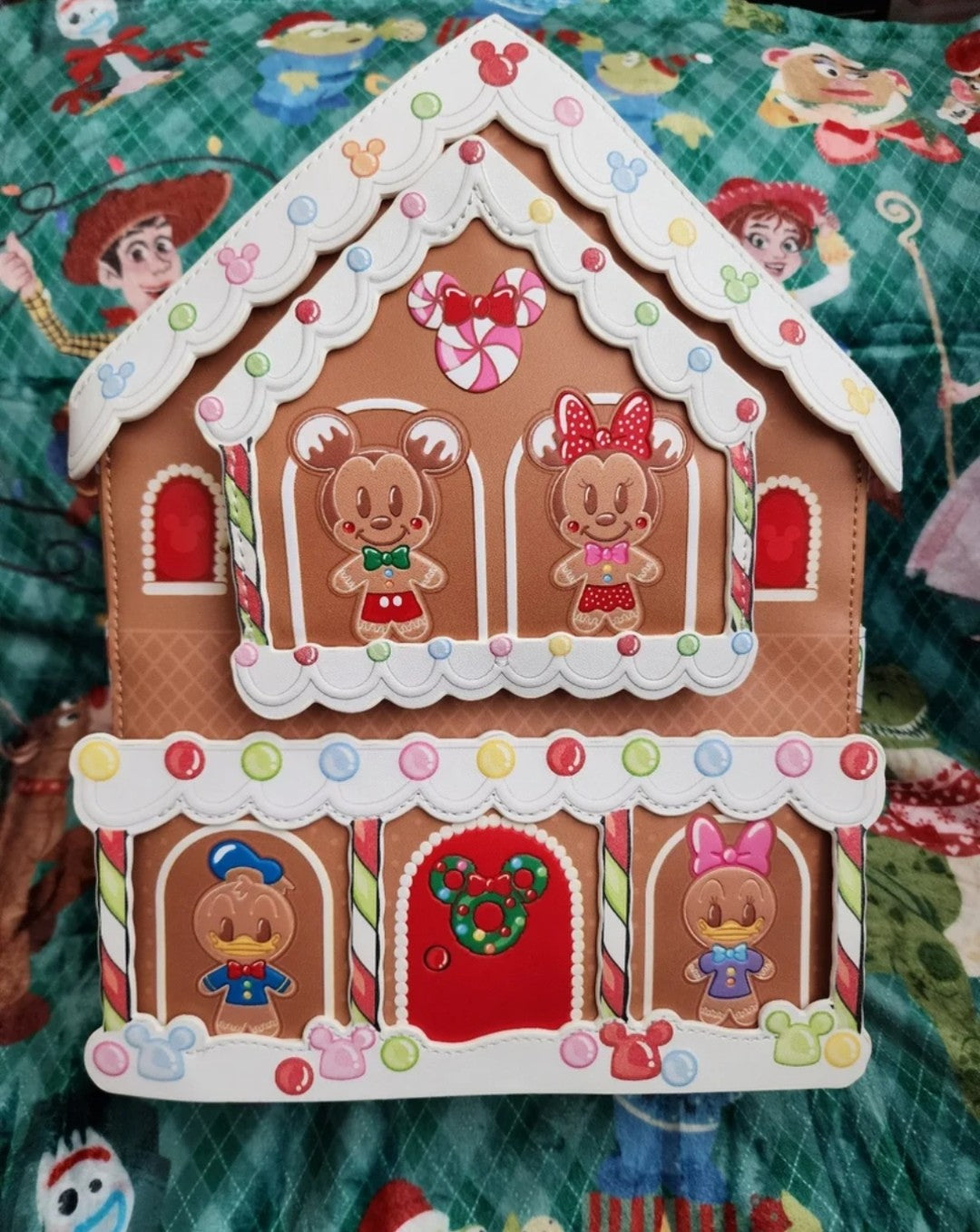 Loungefly Disney Mickey and Friends Gingerbread House Holiday Backpack