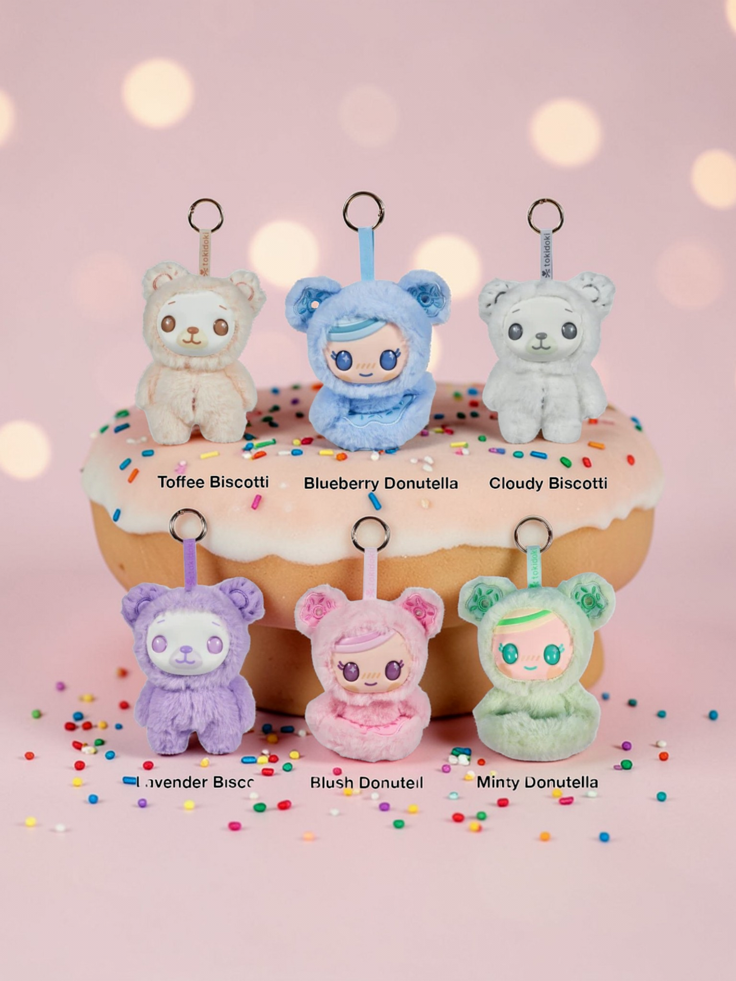 Tokidoki Sweet and Soft Donutella and Biscotti Vinyl Plush Mystery Keychains