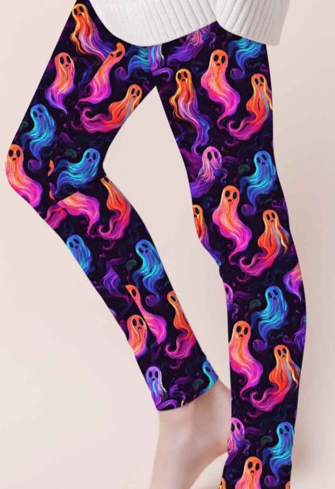 CP Ombre Colorful Halloween Ghosts Leggings