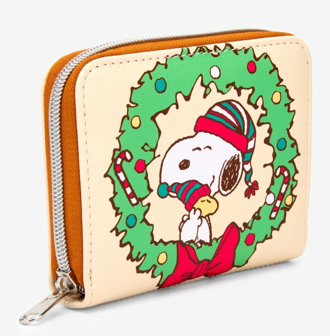 Loungefly Peanuts Snoopy and Woodstock Holiday Wreath Wallet