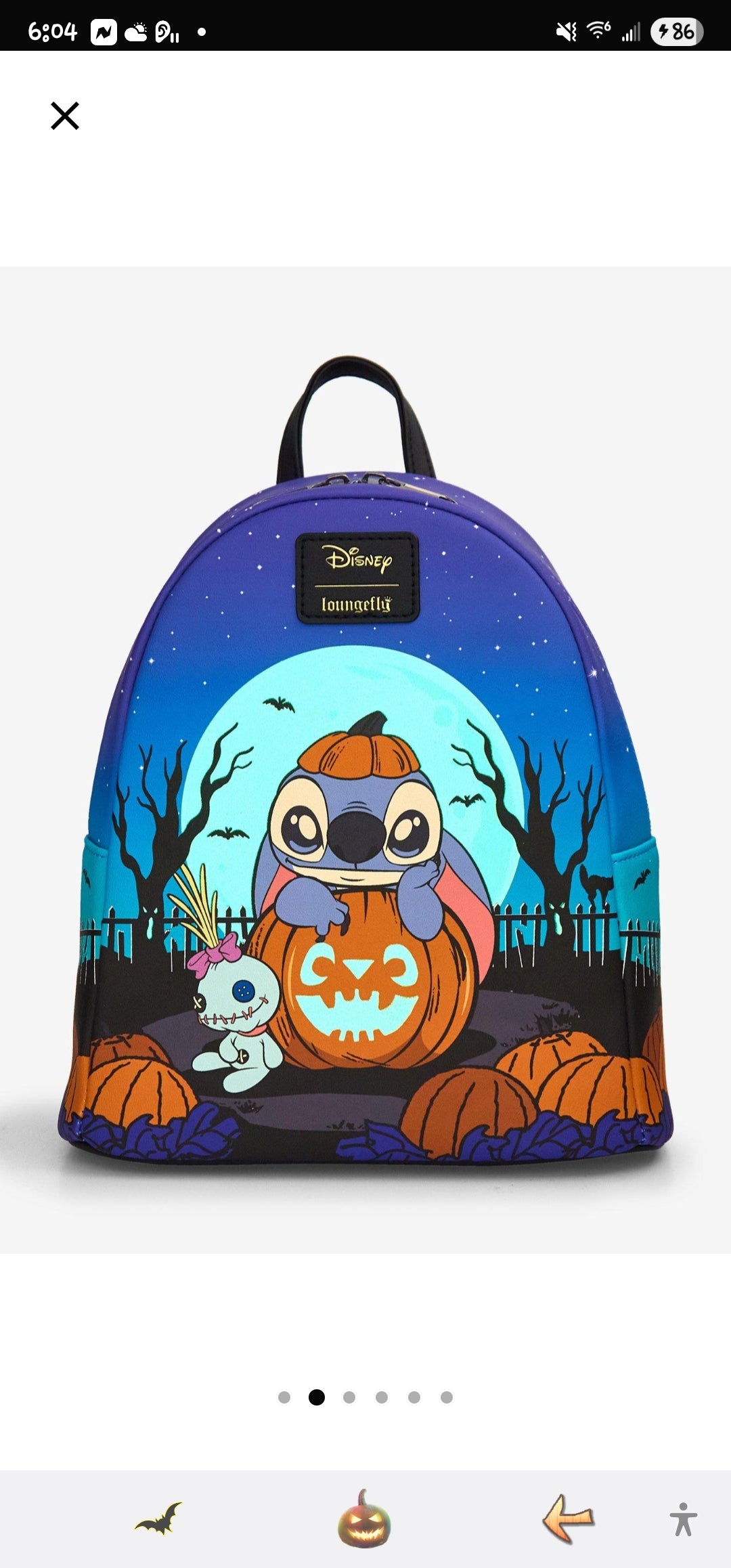 Loungefly Disney Stitch and Scrump Pumpkin Halloween Backpack