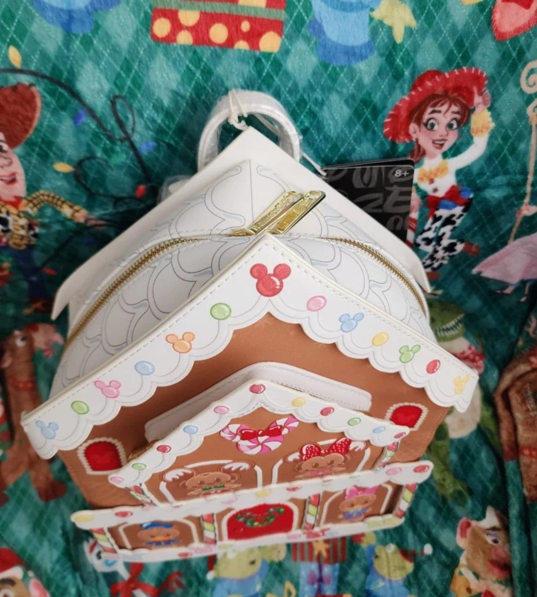 Loungefly Disney Mickey and Friends Gingerbread House Holiday Backpack