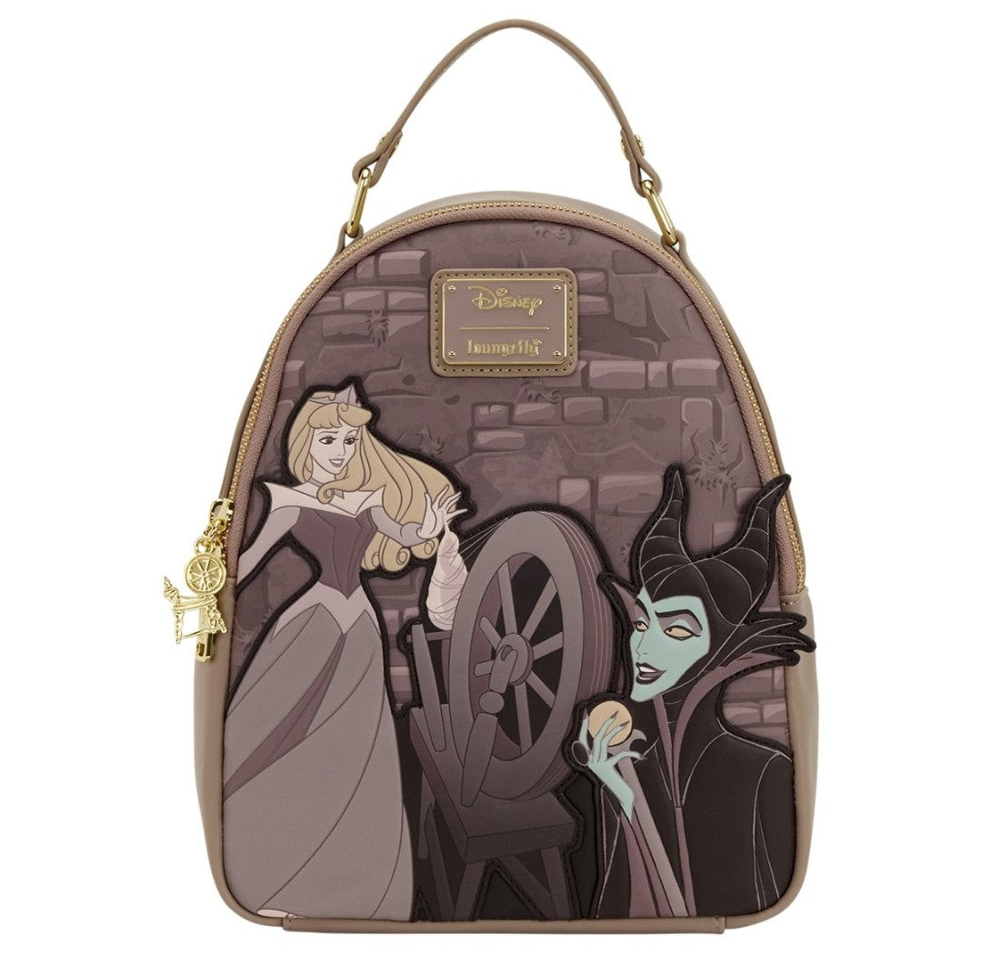 Loungefly Disney Sleeping Beauty Aurora & Maleficent Spinning Wheel Backpack