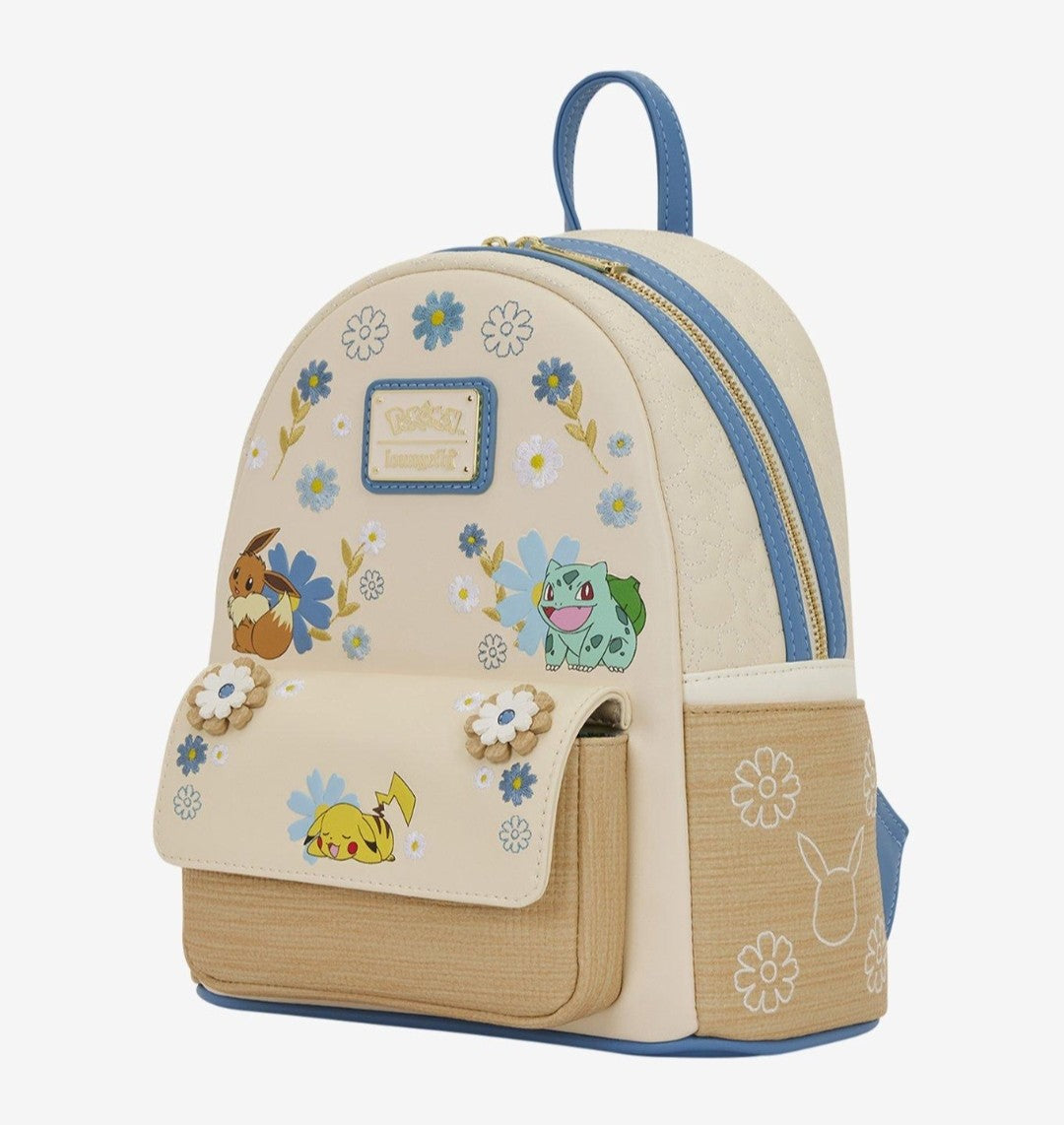 Loungefly Pokemon Pikachu, Eevee, and Bulbasaur Floral Backpack