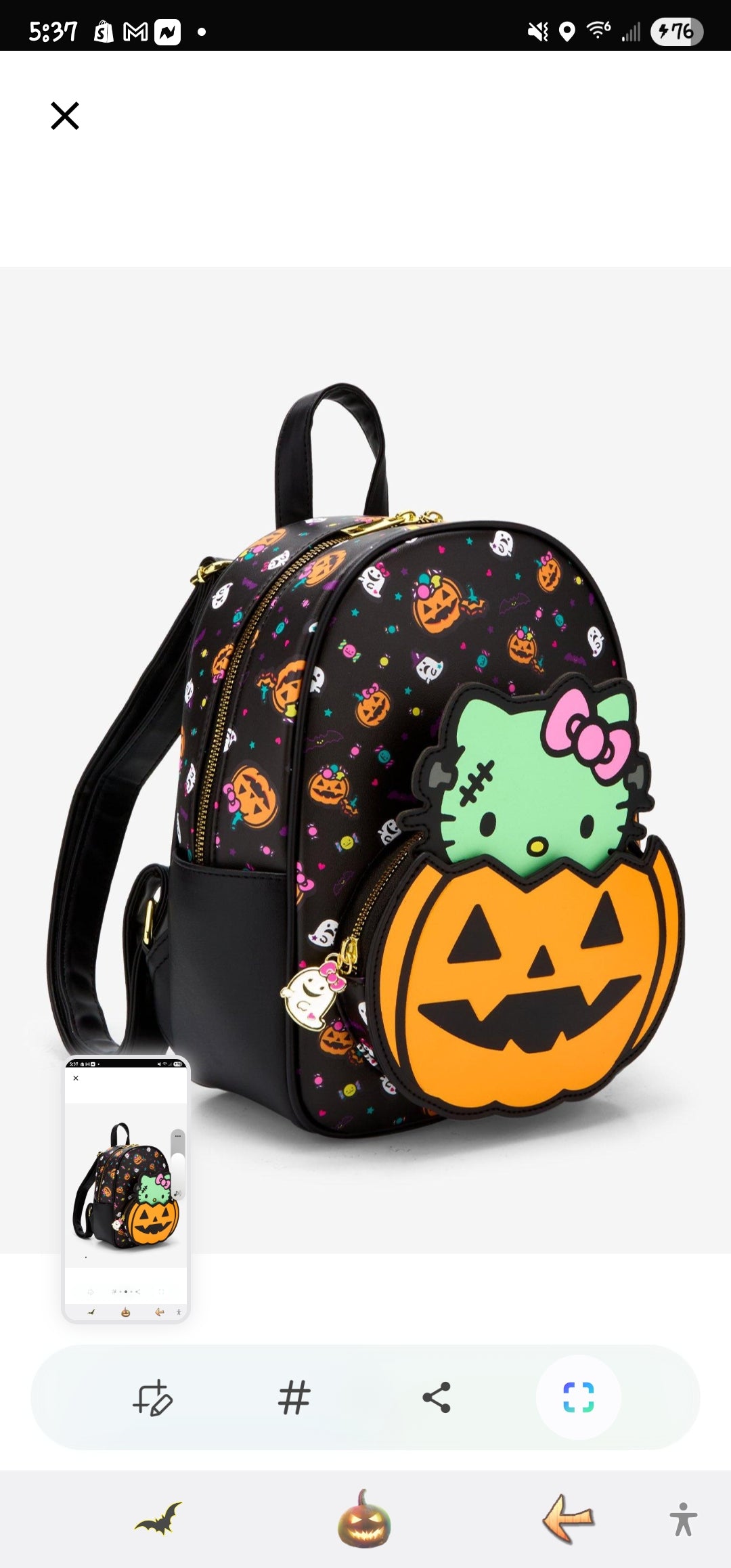 Loungefly Hello Kitty Zombie Pumpkin Backpack