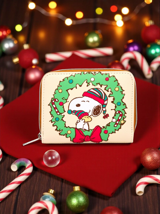 Loungefly Peanuts Snoopy and Woodstock Holiday Wreath Wallet