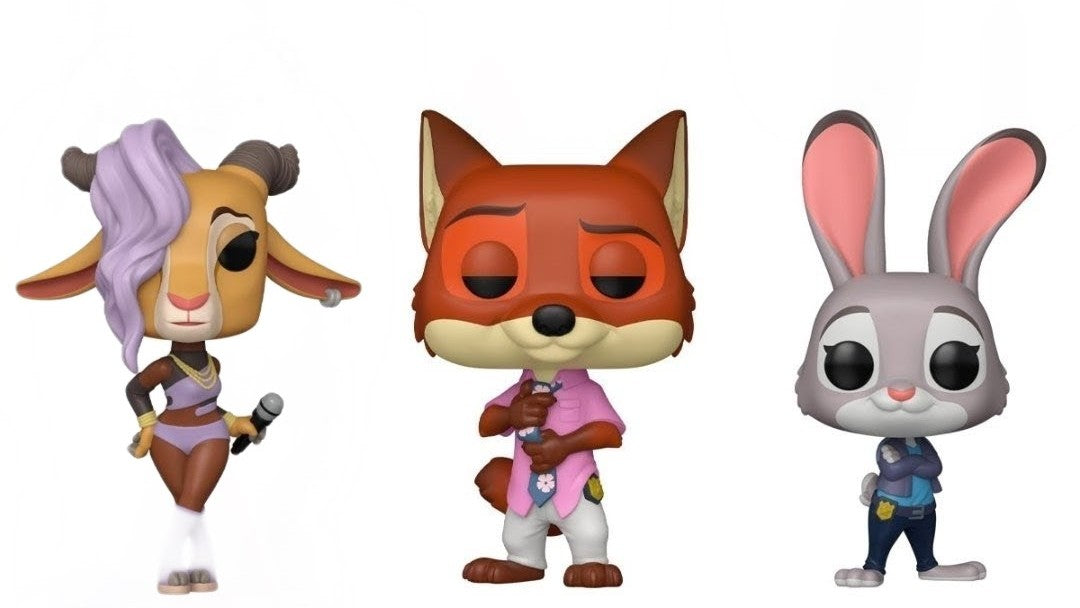 Funko Pop Disney Zootopia 2 Nick Wilde, Judy Hopps and Gazelle Pop Figures