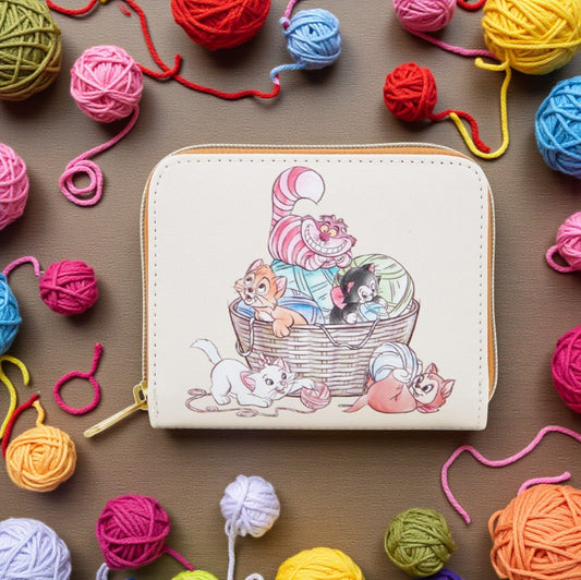 Loungefly Disney Cats Playing with Yarn in a Basket Wallet