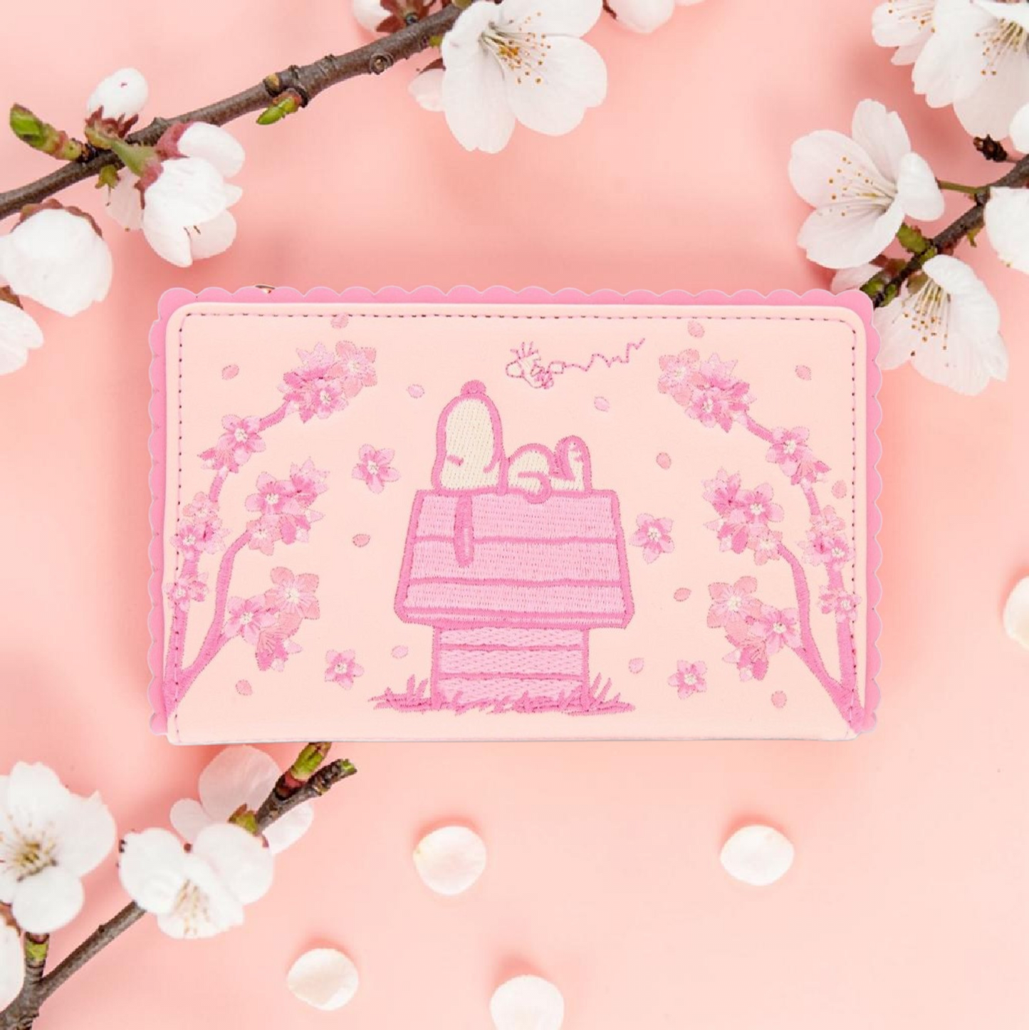 Loungefly Snoopy Cherry Blossoms Embroidered Wallet