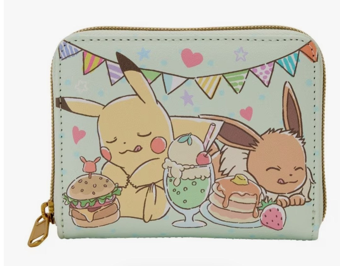 Loungefly Pokemon Pikachu and Eevee Cafe Sweets and Desserts Exclusive Wallet