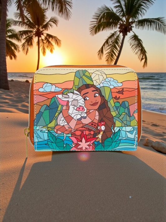 Loungefly Disney Moana, Pua, and Heihei Stained Glass Wallet