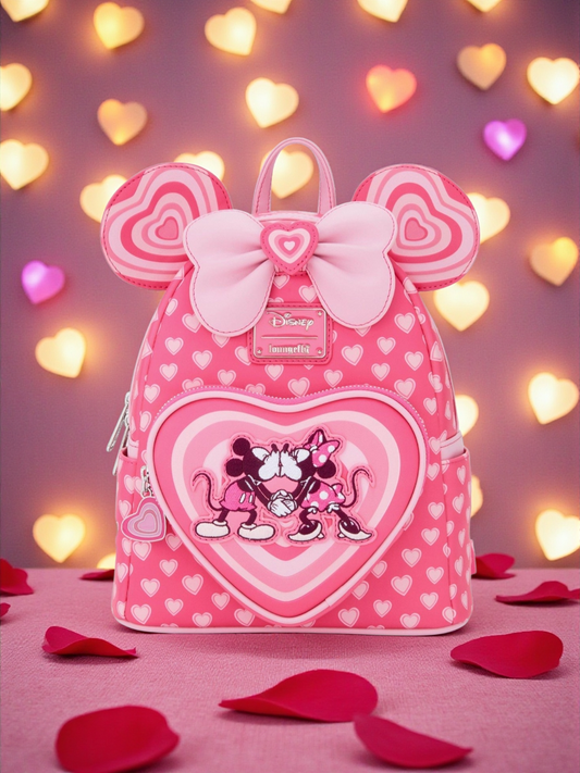 Loungefly Disney Mickey and Minnie Kissing Valentine's Backpack