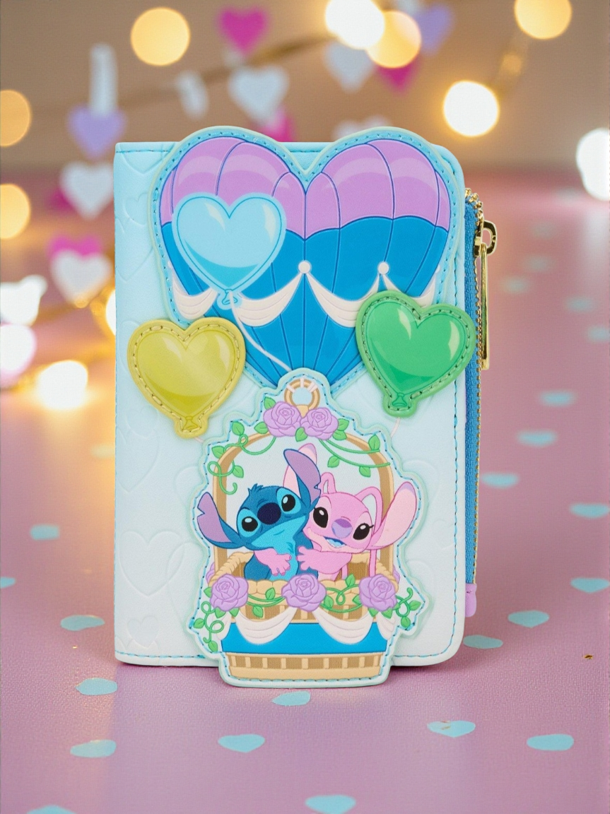Loungefly Disney Stitch and Angel Valentine's Hot Air Balloons Wallet