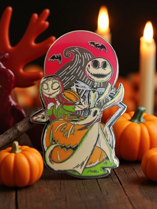 Loungefly Disney Nightmare Before Christmas Jack, Sally and Zero Halloween Pin
